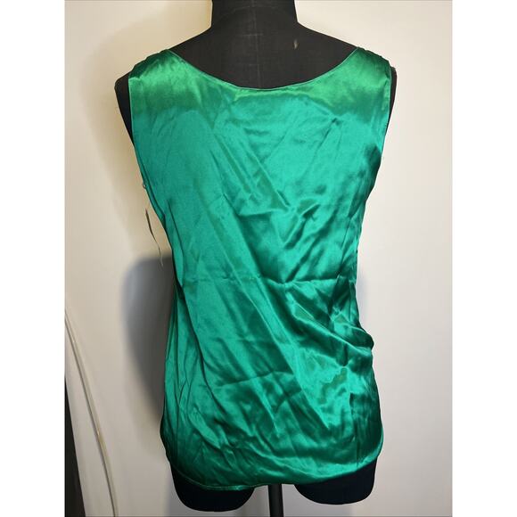 NWT Silk land 100% Silk Emerald Green Scallop Neck Tank Small - Picture 3 of 5